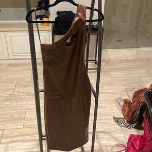 Brown faux leather fashion nova dress